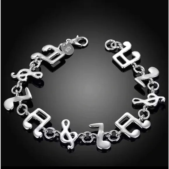 Sterling Silver Music Notes Bracelet - Picture 1 of 1